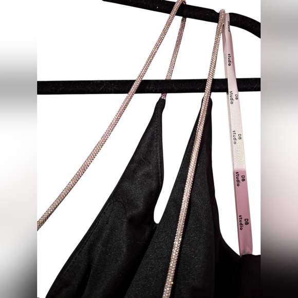 David’s Bridal Black Rhinestone Strap Evening Gown Size 14 - Picture 7 of 11